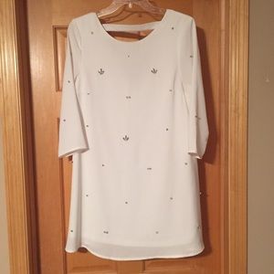 Lulu’s white dress with rhinestone detail